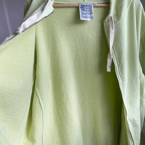 Jungmaven Size XL Light Green Full Zip Hooded Sweatshirt Hemp Cotton Organic EUC - Picture 4 of 6